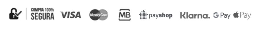 Métodos de pagamento disponíveis: Visa, Mastercard, MB, Payshop, Google Pay, Apple Pay e mais, compra 100% segura