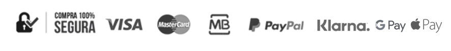 Métodos de pagamento disponíveis: Visa, Mastercard, MB, PayPal, Google Pay, Apple Pay e mais, compra 100% segura